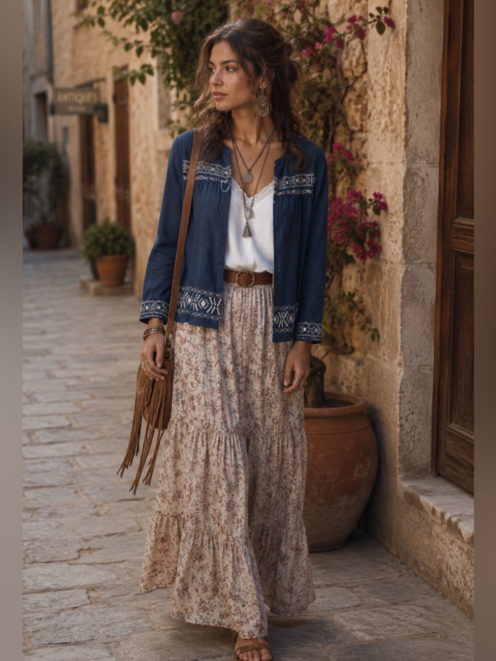 NANETTE Lepore Embroidered Tassel Jacket denim Sz XS but fits a M easily
